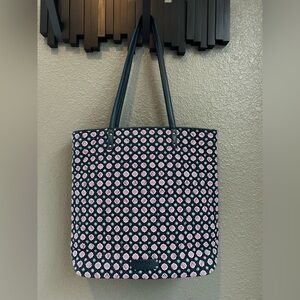 Vera Bradley Medium Tote with Leather Straps, Bottom and Tag; Pink & Navy